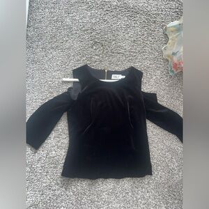 Eliza J Black Velvet Cold Shoulder Top